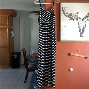 Black and white striped maxi dress
